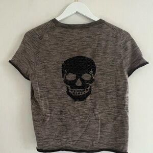 Skull Cashmere short sleeve cotton sweater